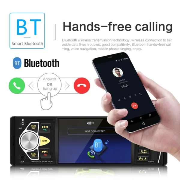 Rádio automotivo com Bluetooth e controle remoto 1 Din - Image 3