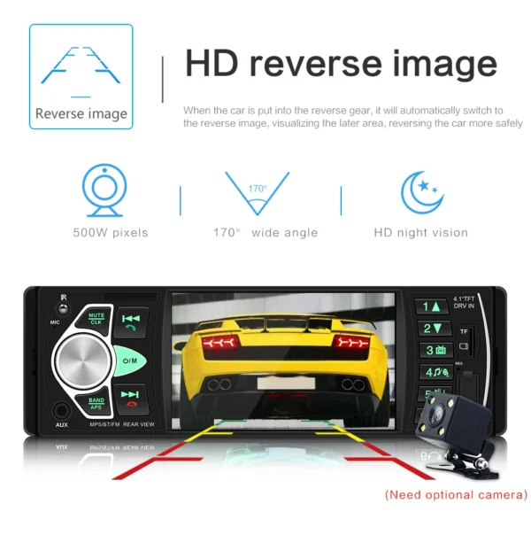 Rádio automotivo com Bluetooth e controle remoto 1 Din - Image 4